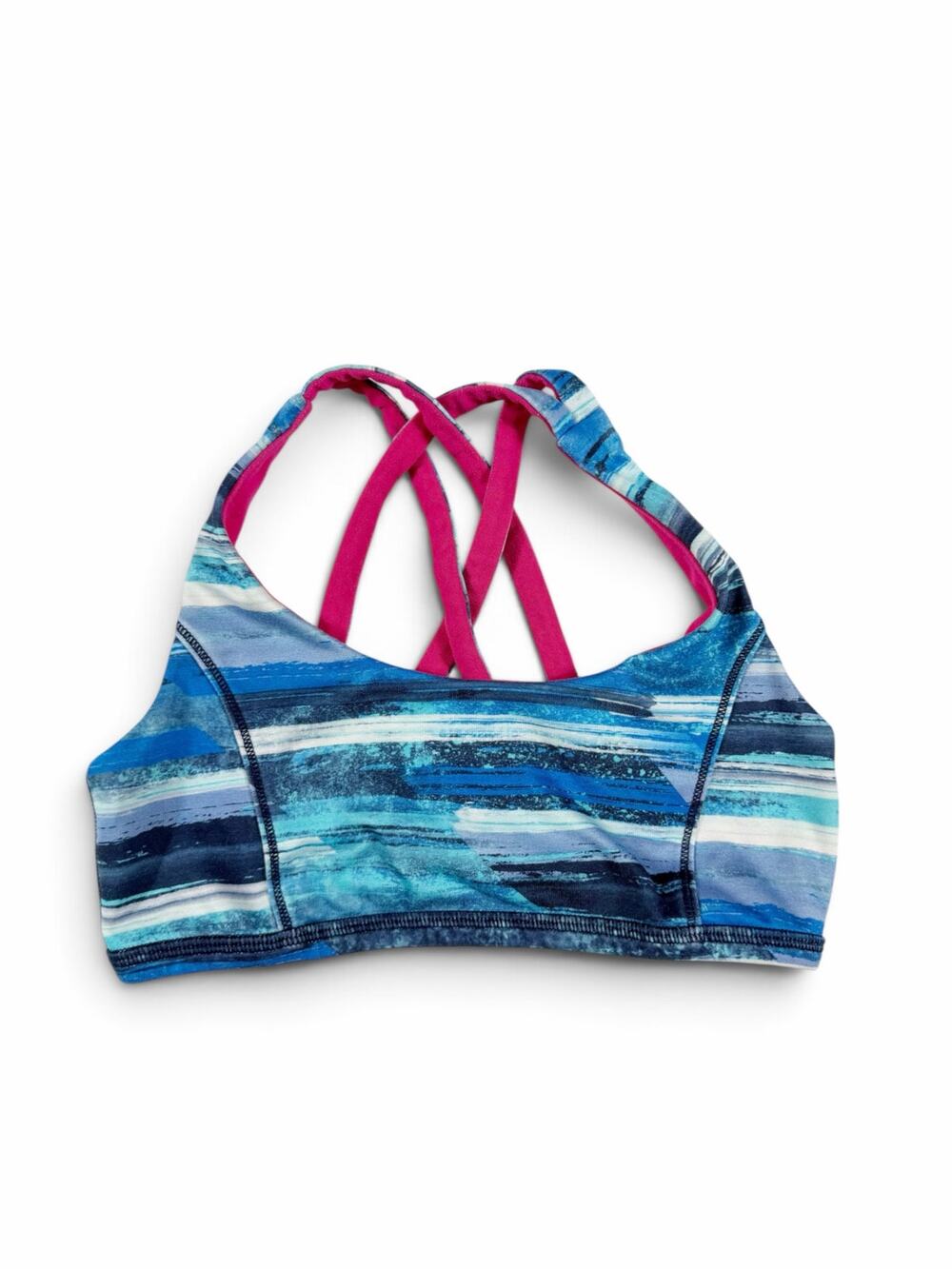 ivivva Printed Cross Back Sports Bra Blue Pink Size 10